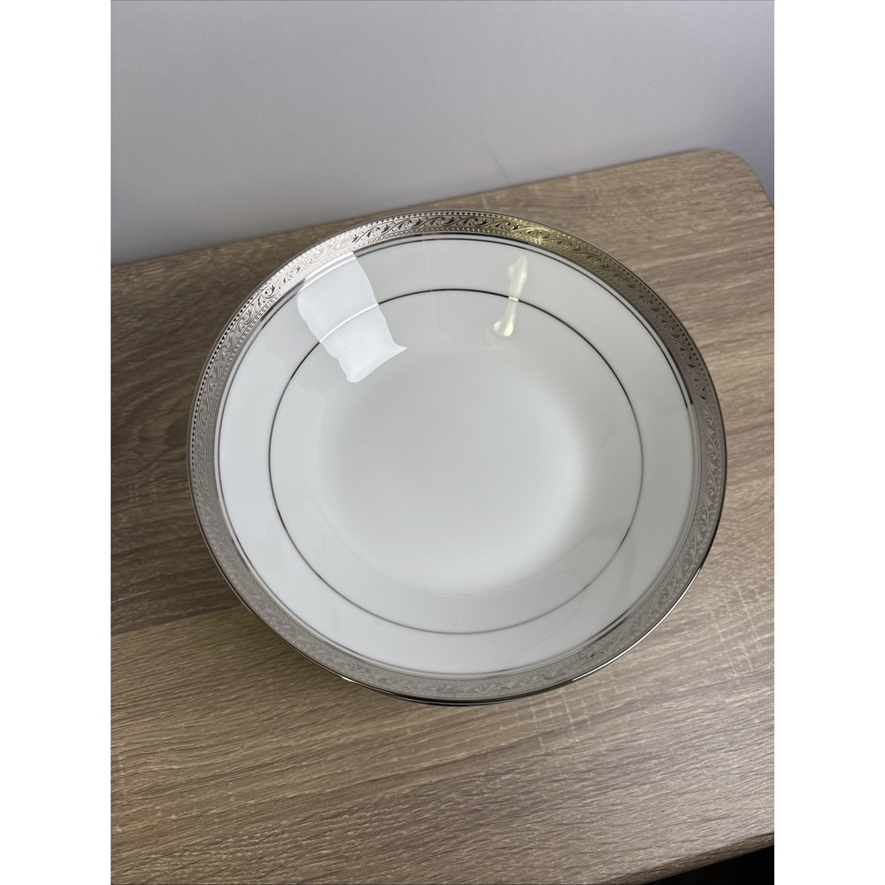 8 NORITAKE CRESTWOOD PLATINUM PORCELAIN SOUP BOWLS 71/2"  4166